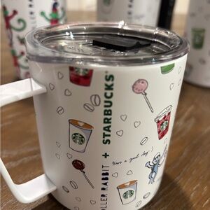 Starbucks White Tumbler with Colorful Graphics